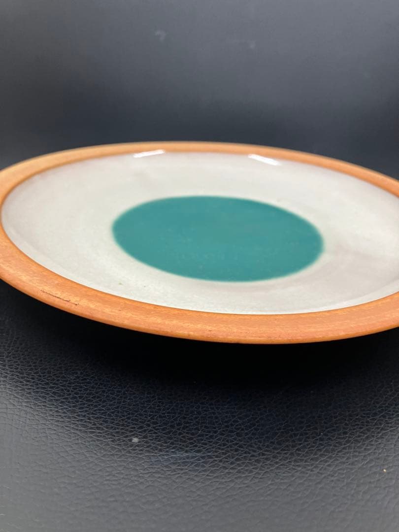 値下げ！未使用　牛ノ戸焼　中井窯　染め分け　緑抜き　大皿　鳥取