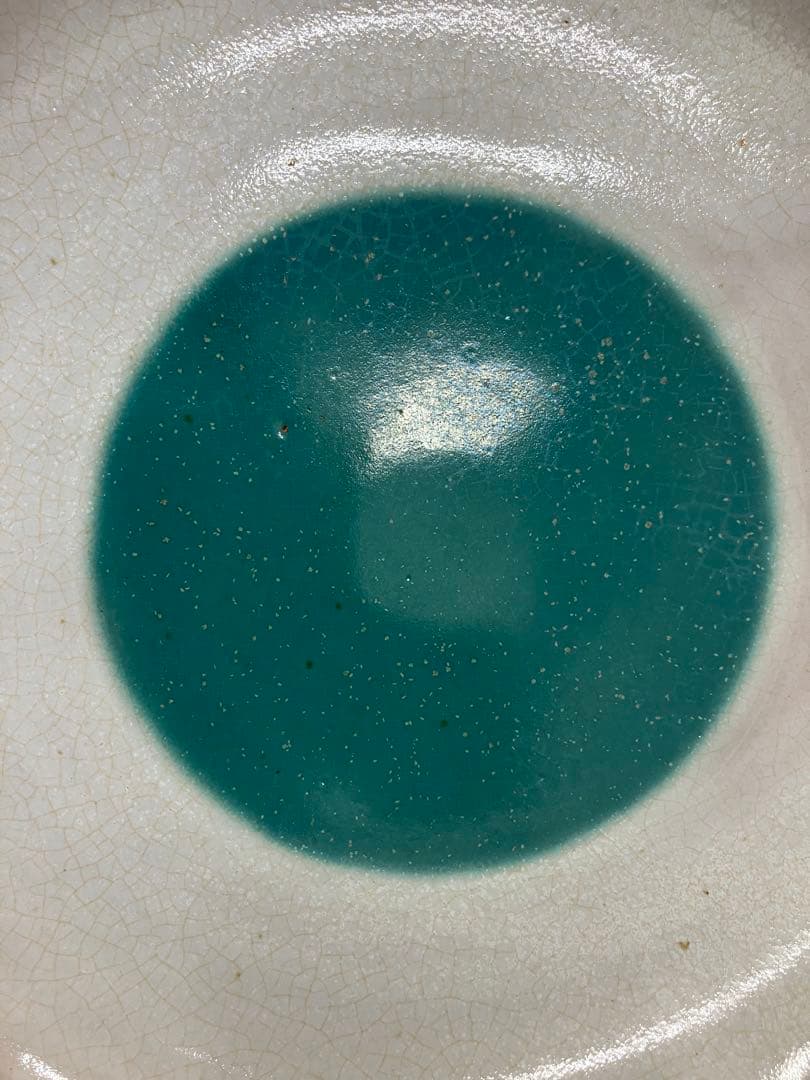 値下げ！未使用　牛ノ戸焼　中井窯　染め分け　緑抜き　大皿　鳥取