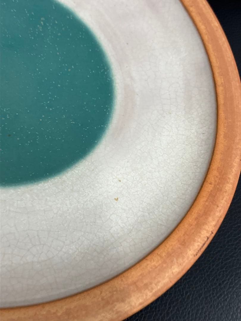 値下げ！未使用　牛ノ戸焼　中井窯　染め分け　緑抜き　大皿　鳥取