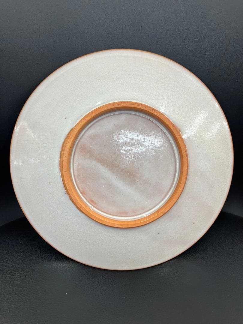 値下げ！未使用　牛ノ戸焼　中井窯　染め分け　緑抜き　大皿　鳥取