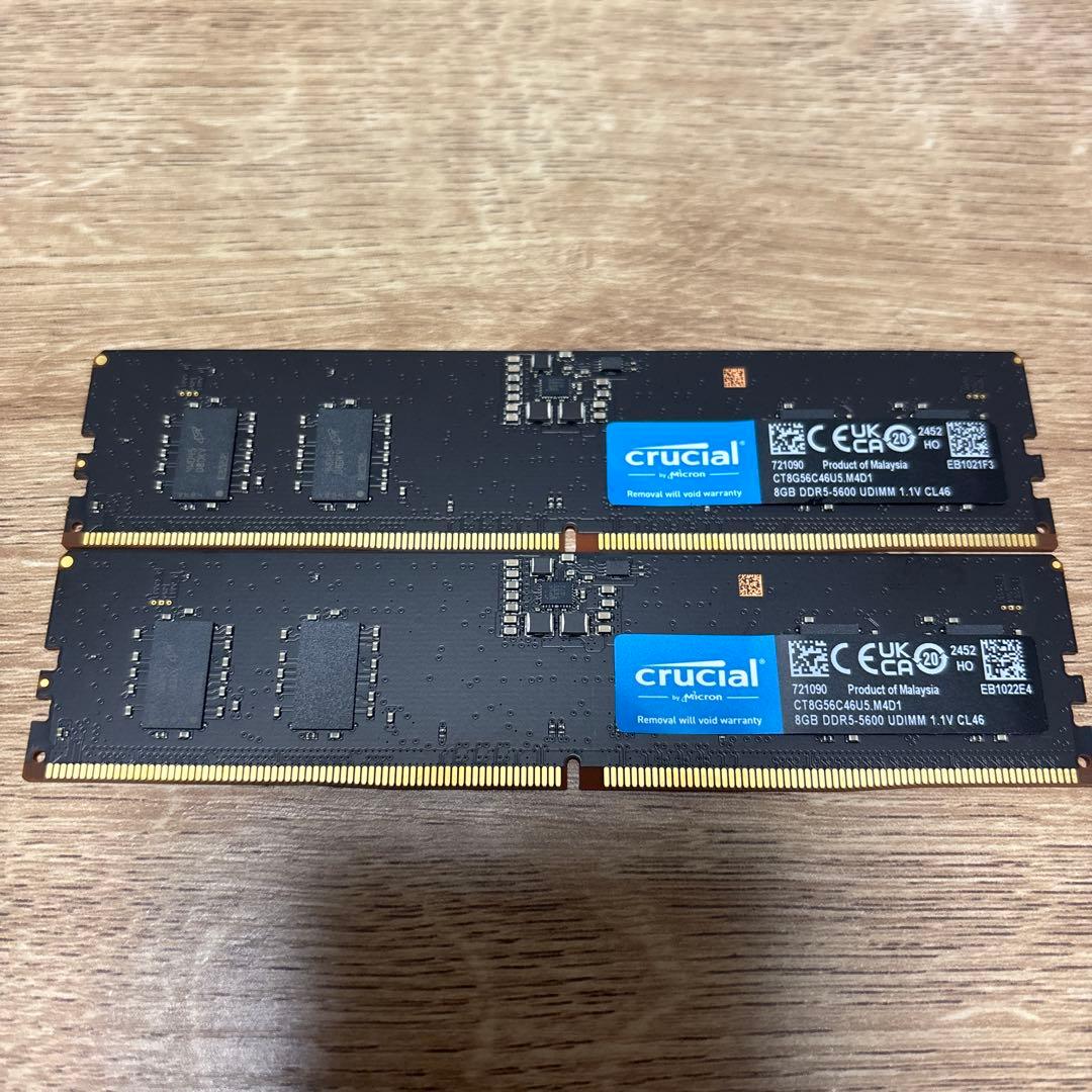 Crucial 16GB (8GB×2) DDR5-5600 動作確認済み