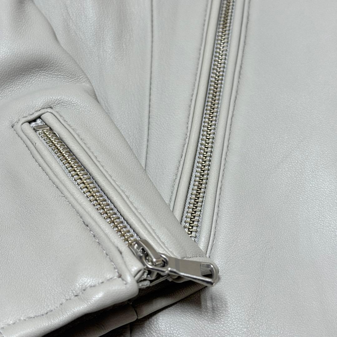 【TETE HOMME】ラムレザーシングルライダースジャケット　レザーブルゾン