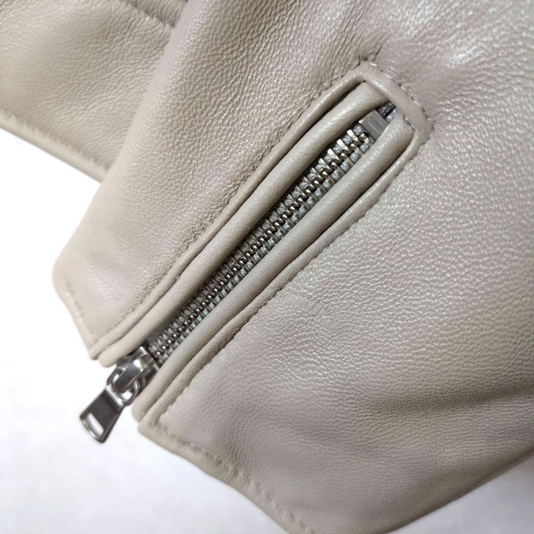 【TETE HOMME】ラムレザーシングルライダースジャケット　レザーブルゾン