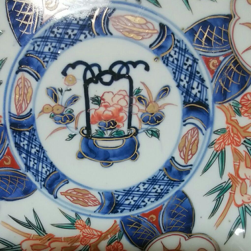 146 古伊万里　豪華絢爛　染錦手　花籠