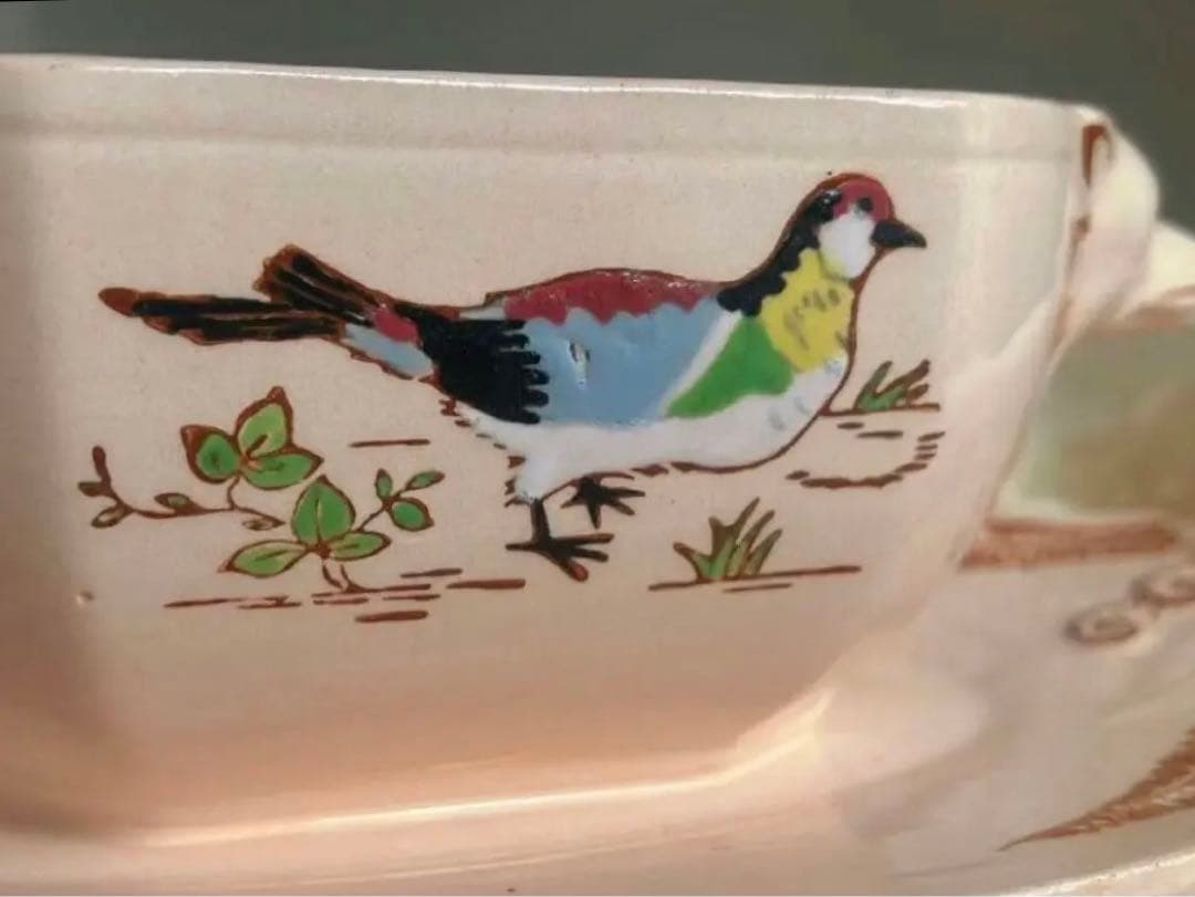 ⭐️フランスアンティーク LONGWY古い陶器のソーシエール ベビーピンク 美品