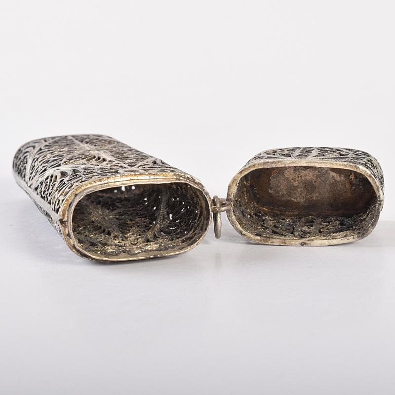 アンティーク　銀線細工　香入　ケース　約30g　C　R7761