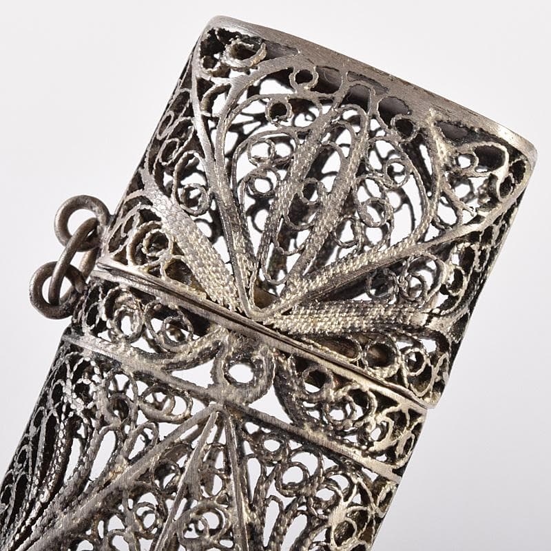 アンティーク　銀線細工　香入　ケース　約30g　C　R7761