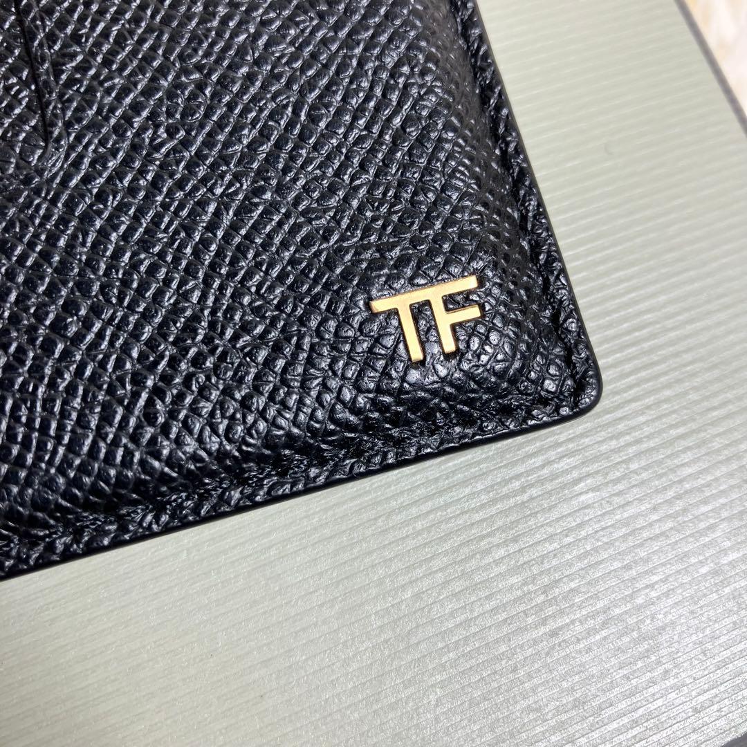 【美品】トムフォード カードケース レザーブラック ゴールドメタル 箱付き