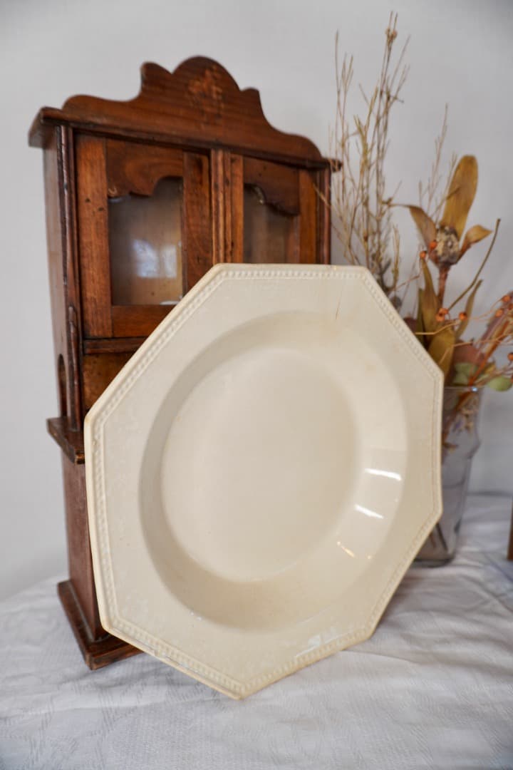 フランス アンティーク クレイユモントロー オクトゴナルプレート 陶器 深皿③