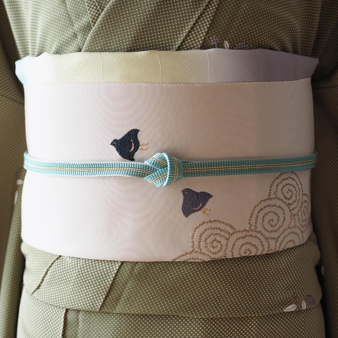 【帯】【名古屋帯】雲林綴 祥園 八寸帯 かがり帯 千鳥 No.9