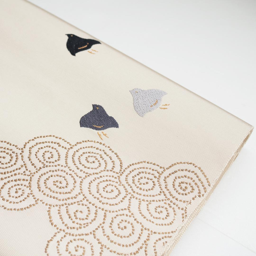 【帯】【名古屋帯】雲林綴 祥園 八寸帯 かがり帯 千鳥 No.9