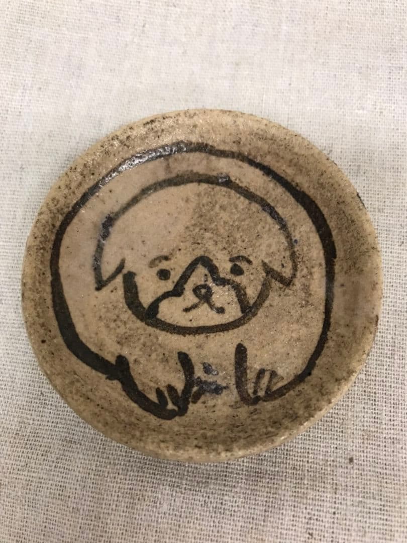 瀬戸の豆皿(石皿) 仔犬 ５枚組 (B)