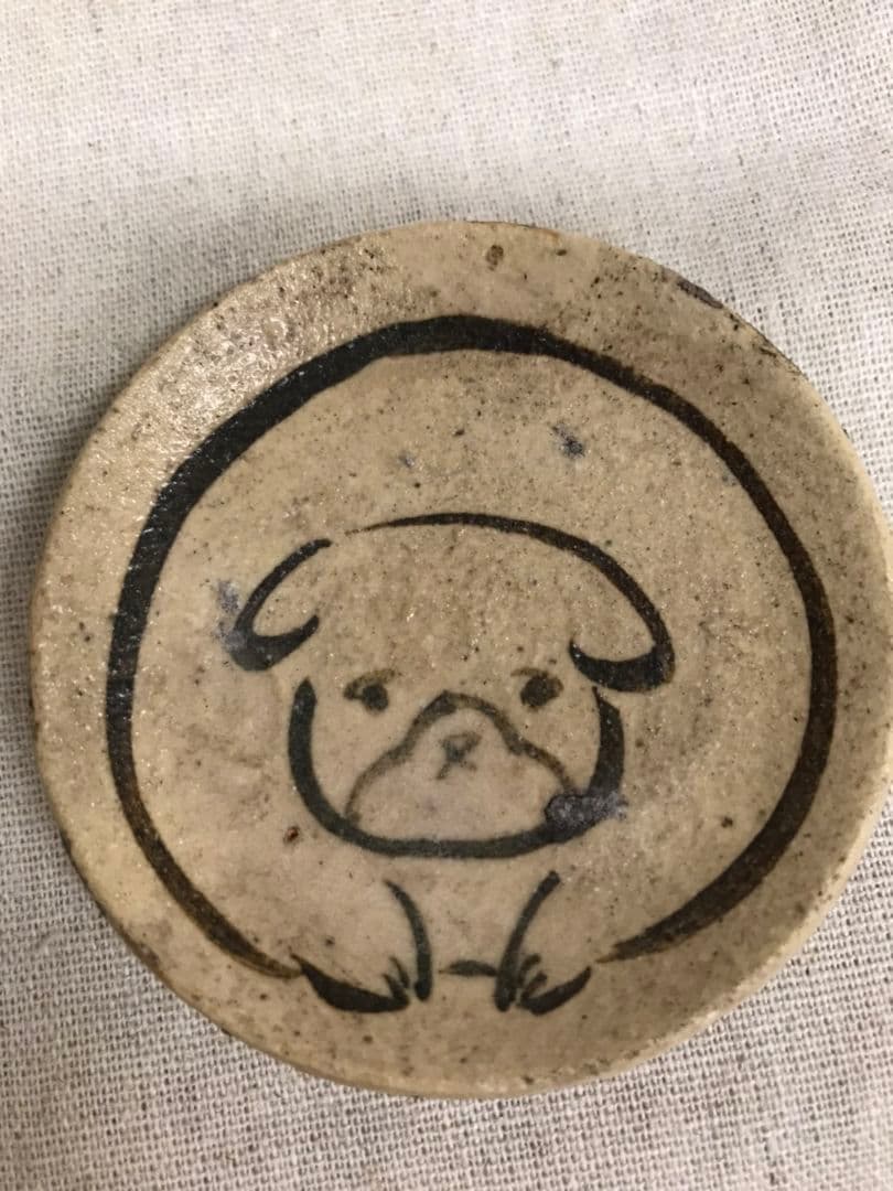 瀬戸の豆皿(石皿) 仔犬 ５枚組 (B)