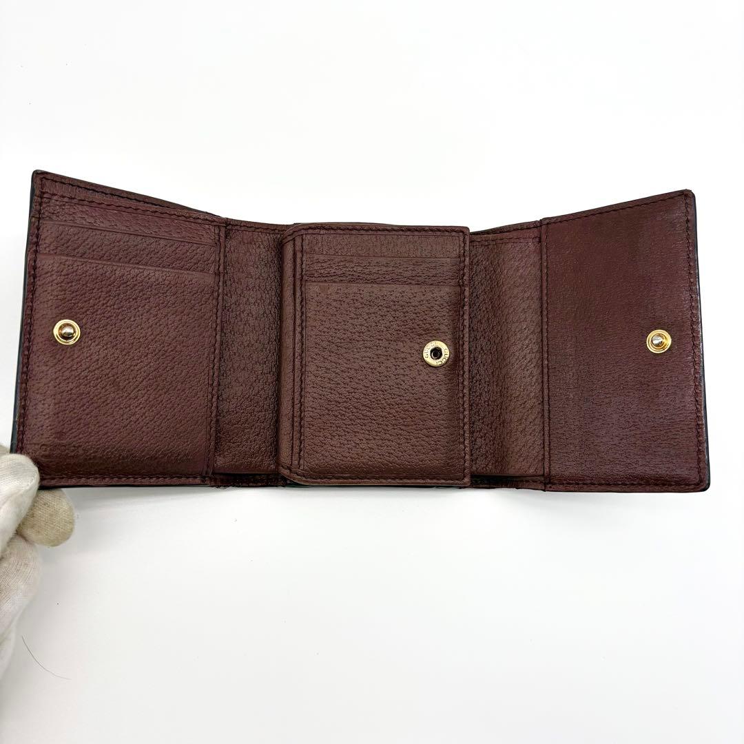 GUCCI　三つ折り財布　PVC　コンパクト　GGマーモント　シェリーライン