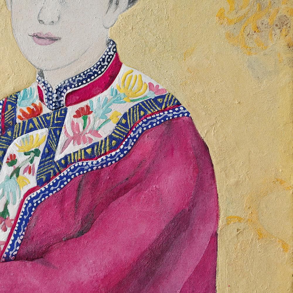 石坂恵子 油彩 直筆サイン 想い 女性の肖像画 日本画 共シール F4号 幻