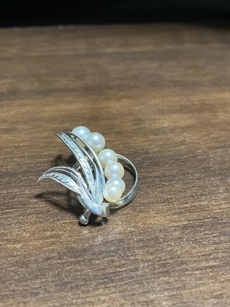 美品 ミキモト アコヤ真珠 パール ブローチ シルバー 6粒 6珠
