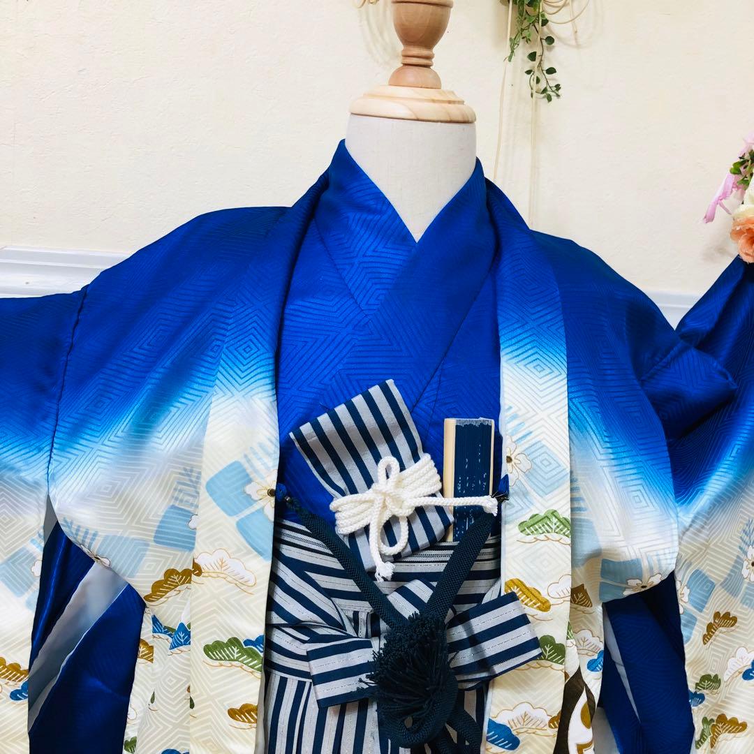 七五三 五歳‼️豪華Blue系鷹巻物金彩煌びやか❤️完全フルセット‼️家から揃える無し