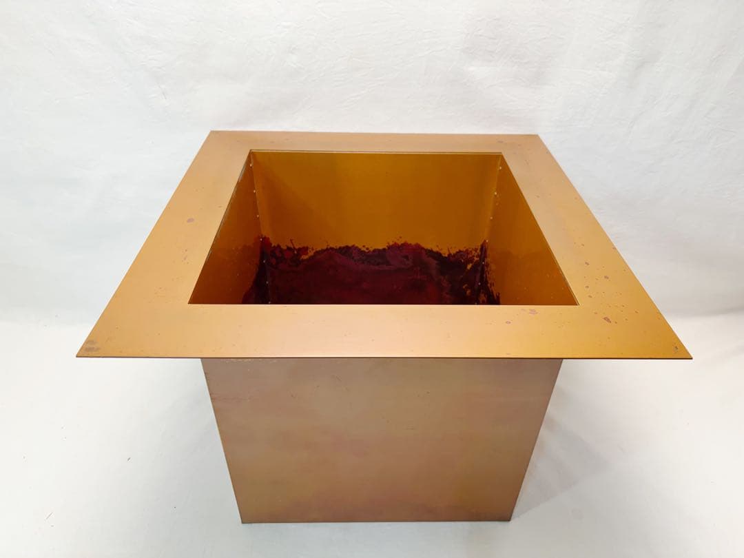 美品 茶道具 銅製 炉壇 利休炉壇 黒真塗 炉縁 2点セット 茶道 囲炉裏 紙箱