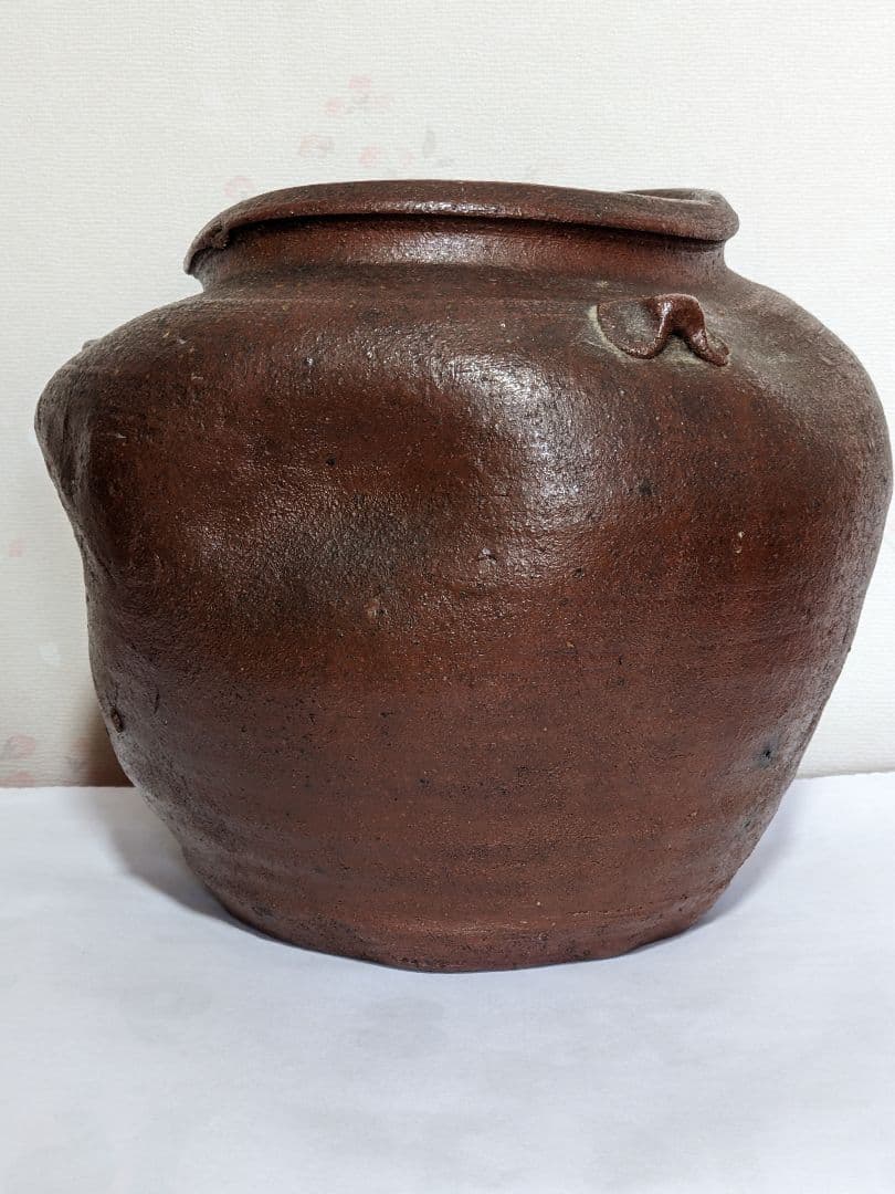 ♦江戸時代 古備前 蹲 三耳壺 焼締め！遺品少数 置物 飾り 花器 花活け骨董品