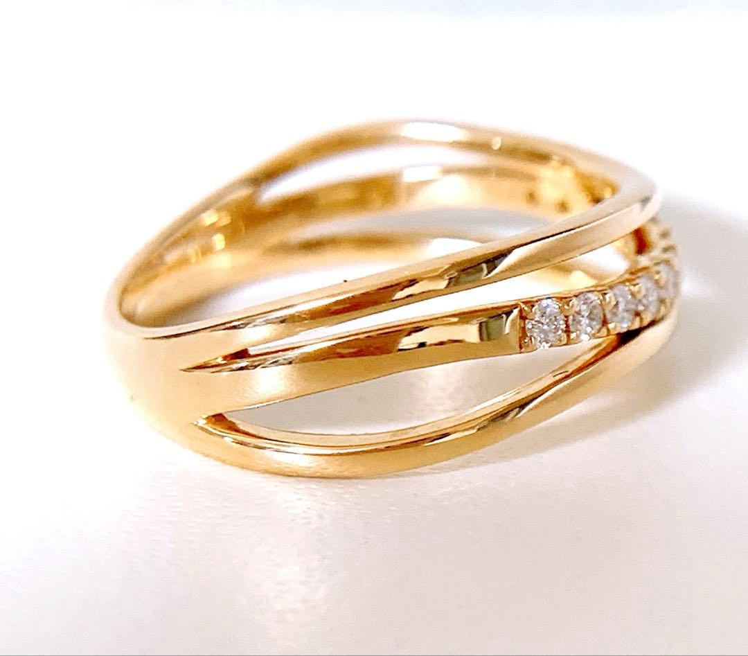 現行品❣️15号❗️美品✨ヴァンドーム青山　k18YG 3連風ダイヤリング