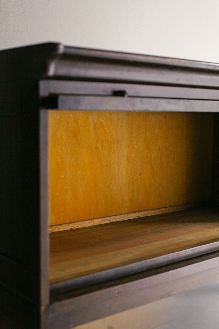 ガラス戸　収納棚　本棚　タモ材　シェルフ キャビネット　アンティーク　古家具