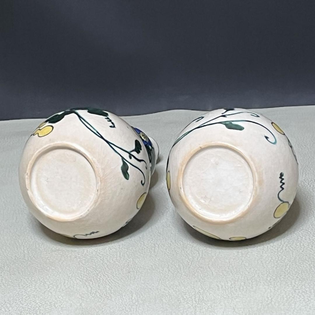 須田菁華 九谷 色絵 瓢徳利 花器 一対 共箱 酒器 【k3280】