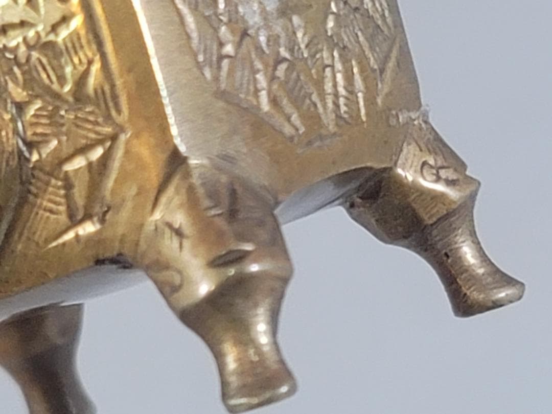 古銅 豆 香炉 花器一対 Ａ845