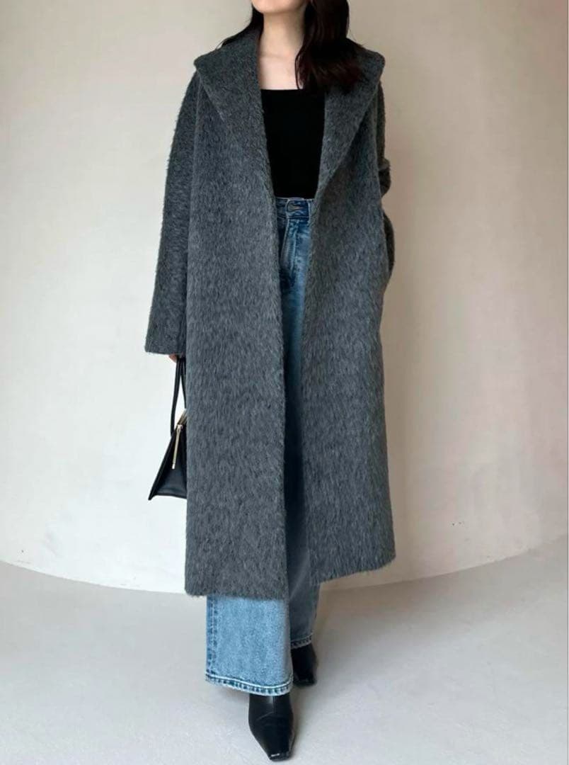 anuans アルパカウールショールカラーコート