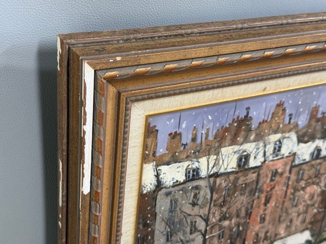 金澤満寿雄 パリ冬日 F10号 油彩画 直筆サイン 元二科会会友 二科賞受賞