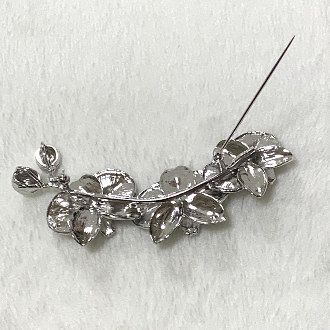 極美品 アコヤ真珠 ピンブローチ 胡蝶蘭 極上 銀細工 SILVER 925