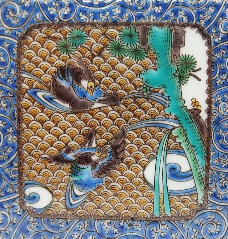 福永幾夫作/色絵鴛鴦図香炉/【共箱】/最上作！/美品！