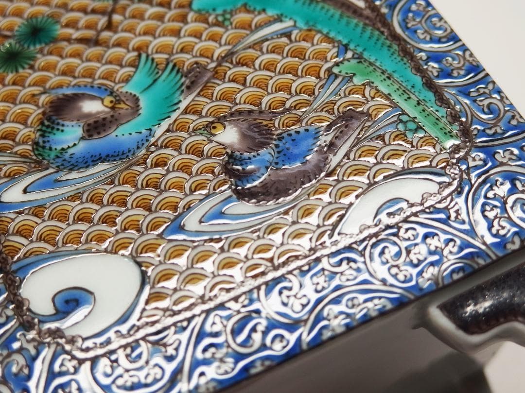 福永幾夫作/色絵鴛鴦図香炉/【共箱】/最上作！/美品！