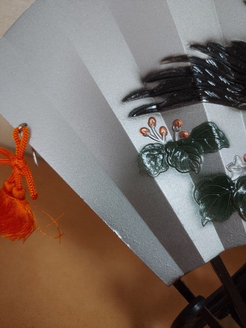 飾扇 金属工芸 扇面 鳳凰 ヴィンテージ 伝統美術工芸品 銀色