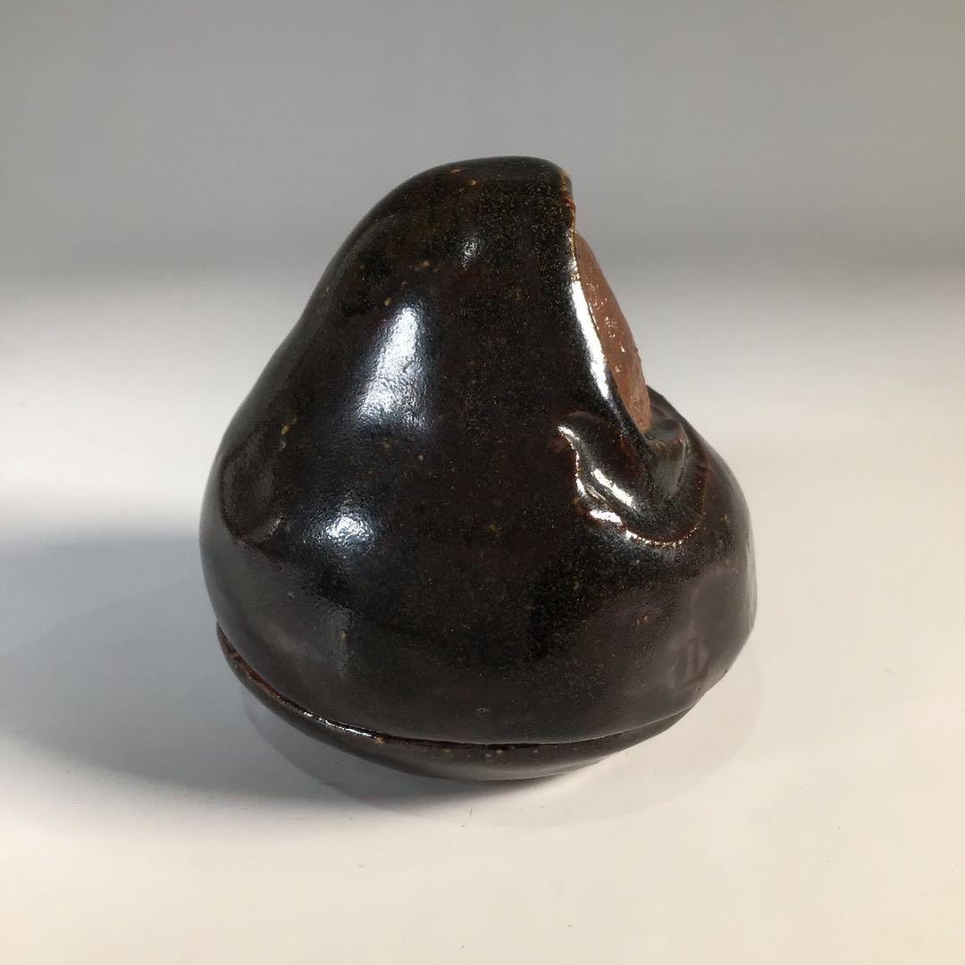 Ｍ４９１　香合　『陶製』『大野鈍阿造』『達磨香合』　共箱　茶道具