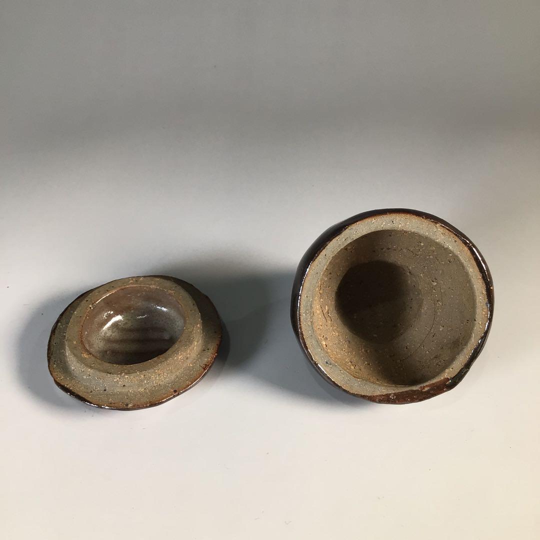 Ｍ４９１　香合　『陶製』『大野鈍阿造』『達磨香合』　共箱　茶道具