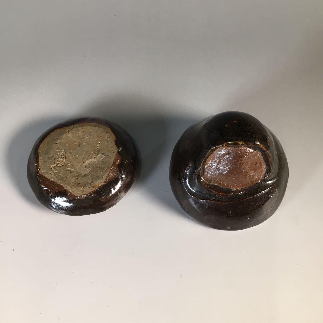 Ｍ４９１　香合　『陶製』『大野鈍阿造』『達磨香合』　共箱　茶道具