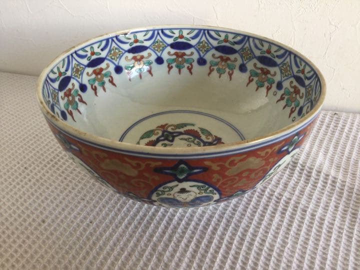 美品！！ 古伊万里「色絵金蘭手深鉢 ・唐子図」