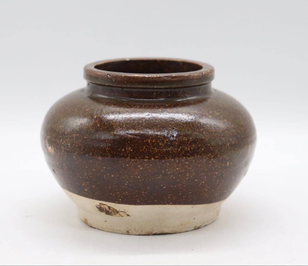 中国　明時代　醬釉壺　アンティーク　送料込み250828