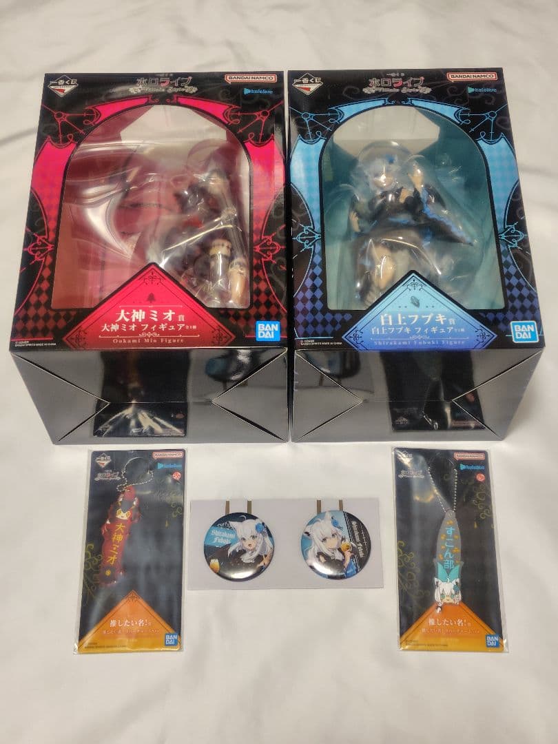 一番くじ　ホロライブ　白上フブキ　大神ミオ　フィギュア　缶バッジ　チャーム付