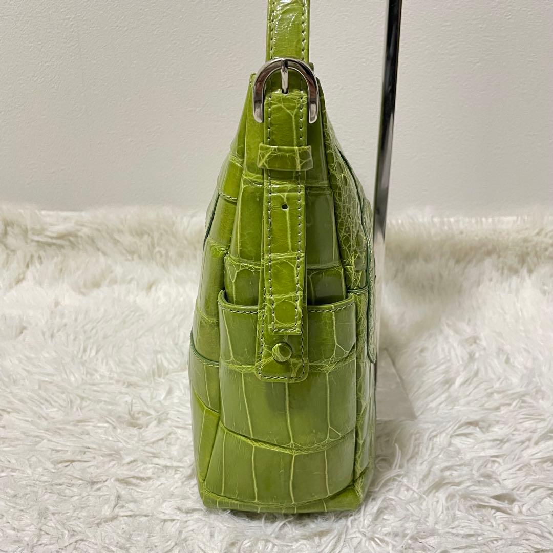 極美品/希少色　JRA認証　リアルクロコダイル　2wayショルダーバッグ　緑
