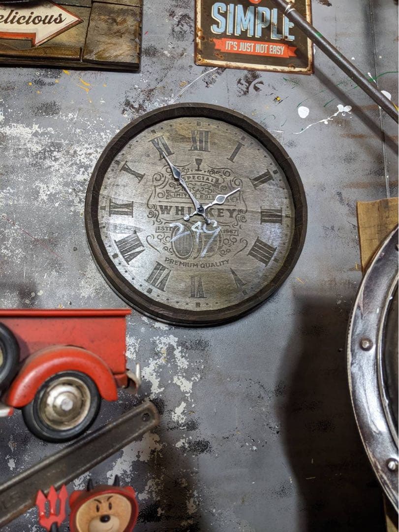 樽型 ウォールクロック 249 ウイスキー樽 壁掛け時計 ホグスヘッドバレル