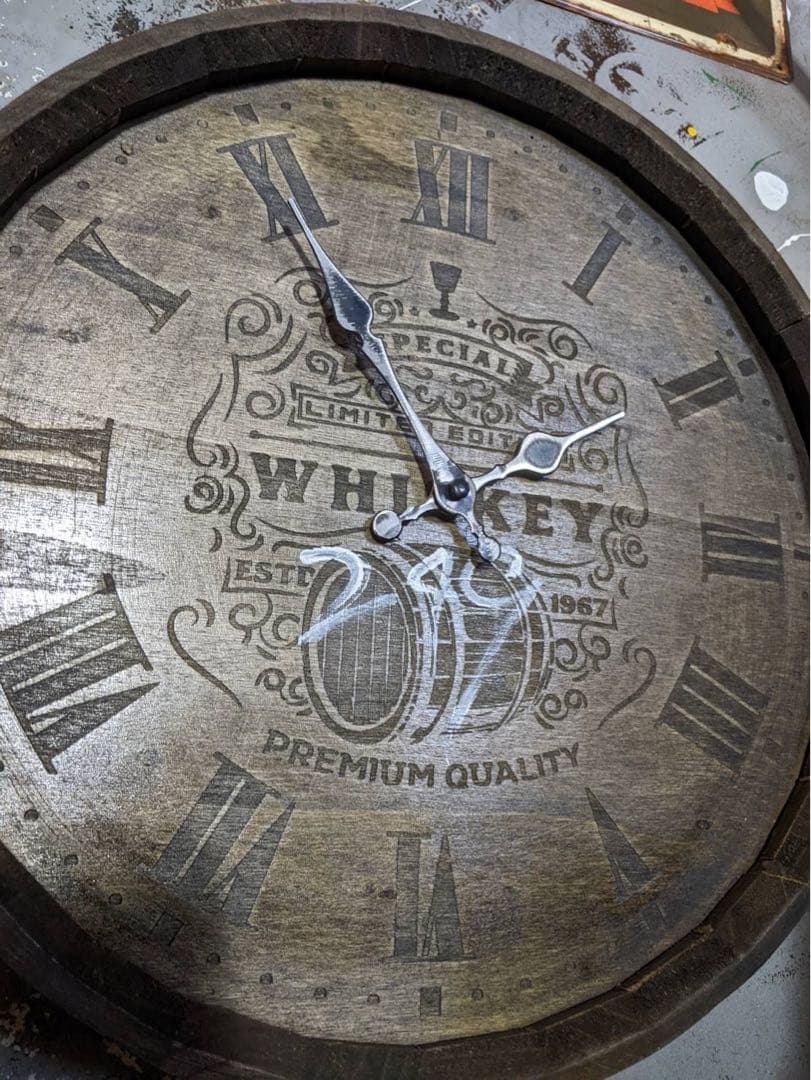 樽型 ウォールクロック 249 ウイスキー樽 壁掛け時計 ホグスヘッドバレル