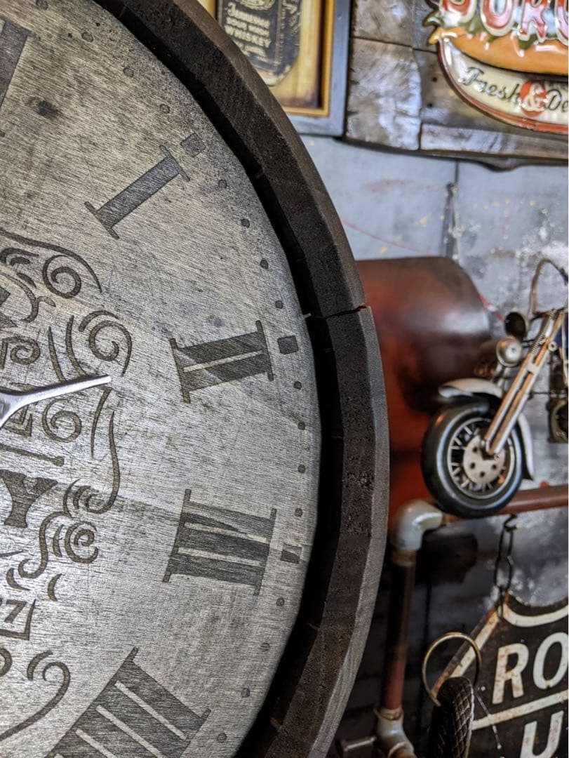 樽型 ウォールクロック 249 ウイスキー樽 壁掛け時計 ホグスヘッドバレル