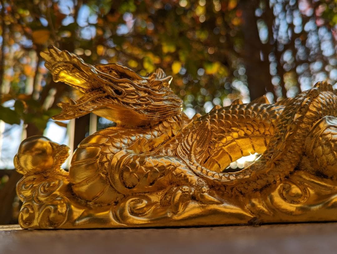 【期間限定特価】【商売繁盛金運上昇】金龍 純金箔 荒波々幾（アラハバキ）大神像