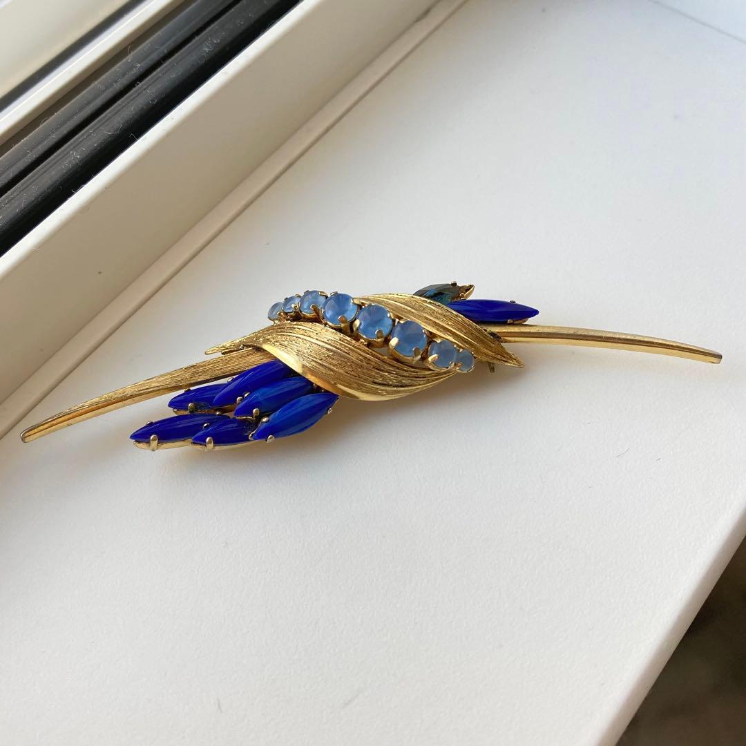 超希少】 Christian Dior 1960s ブルーラインストーンブローチ