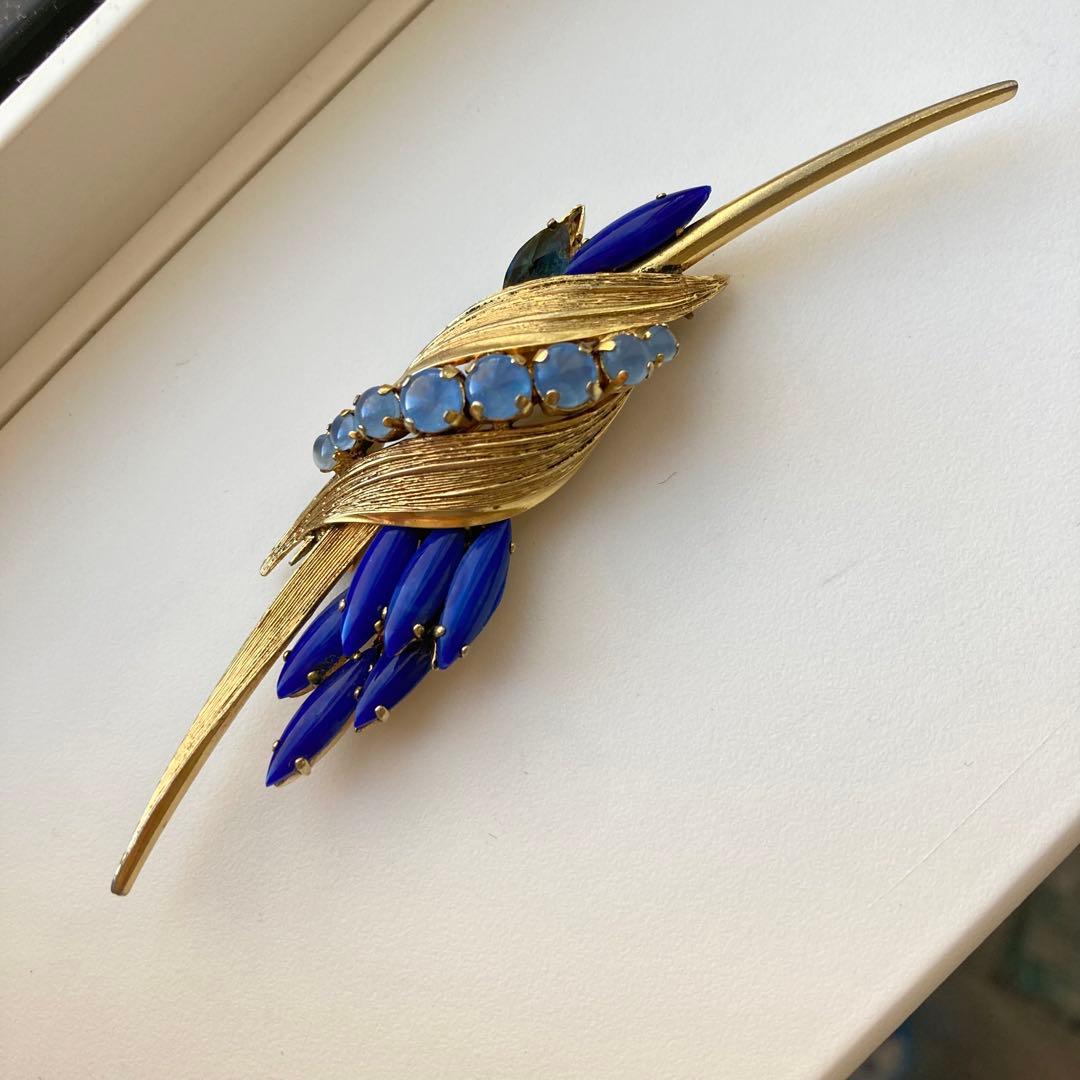 超希少】 Christian Dior 1960s ブルーラインストーンブローチ