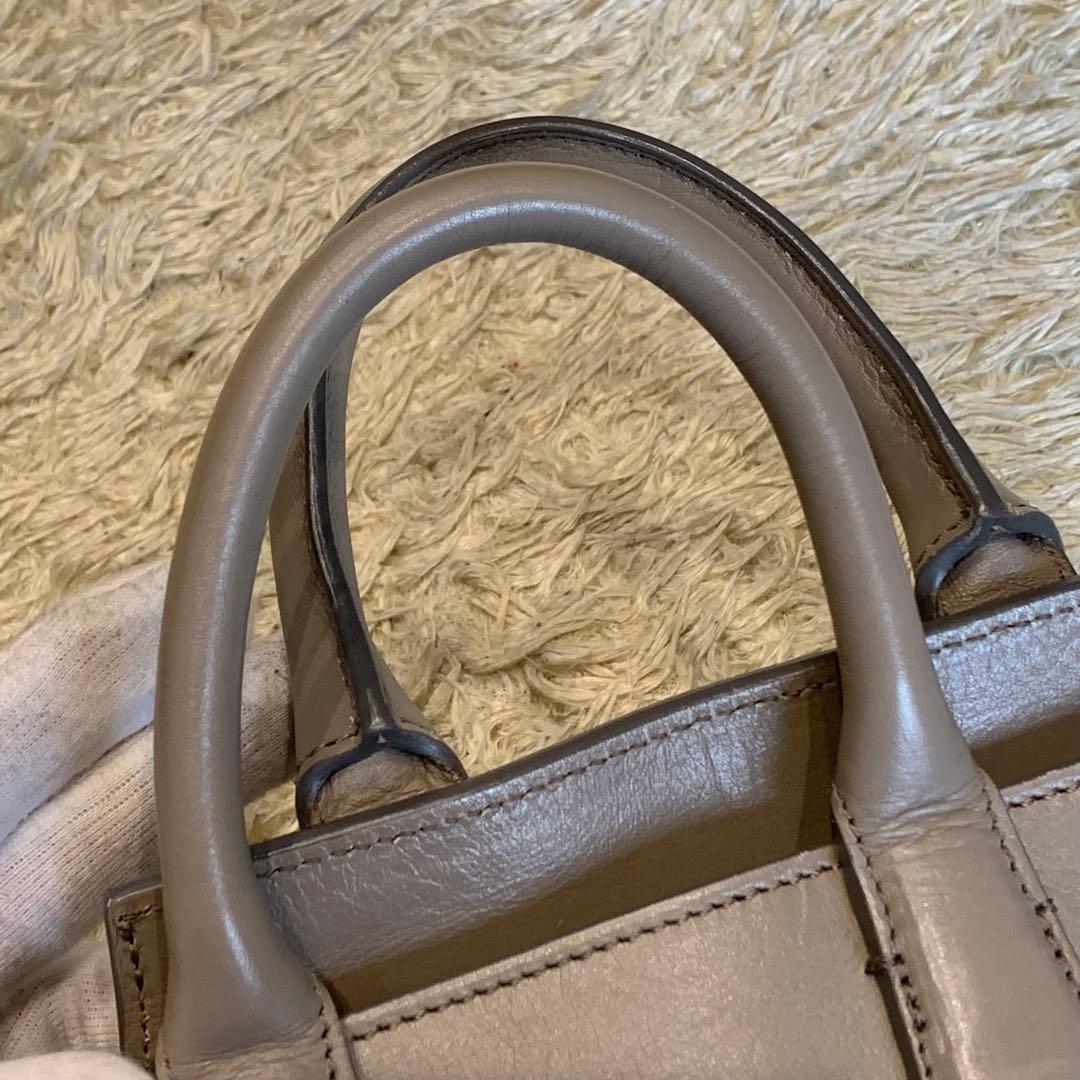 美品✨HIROFU ランポ ハンドバッグ レザー ロゴ刻印 グレー