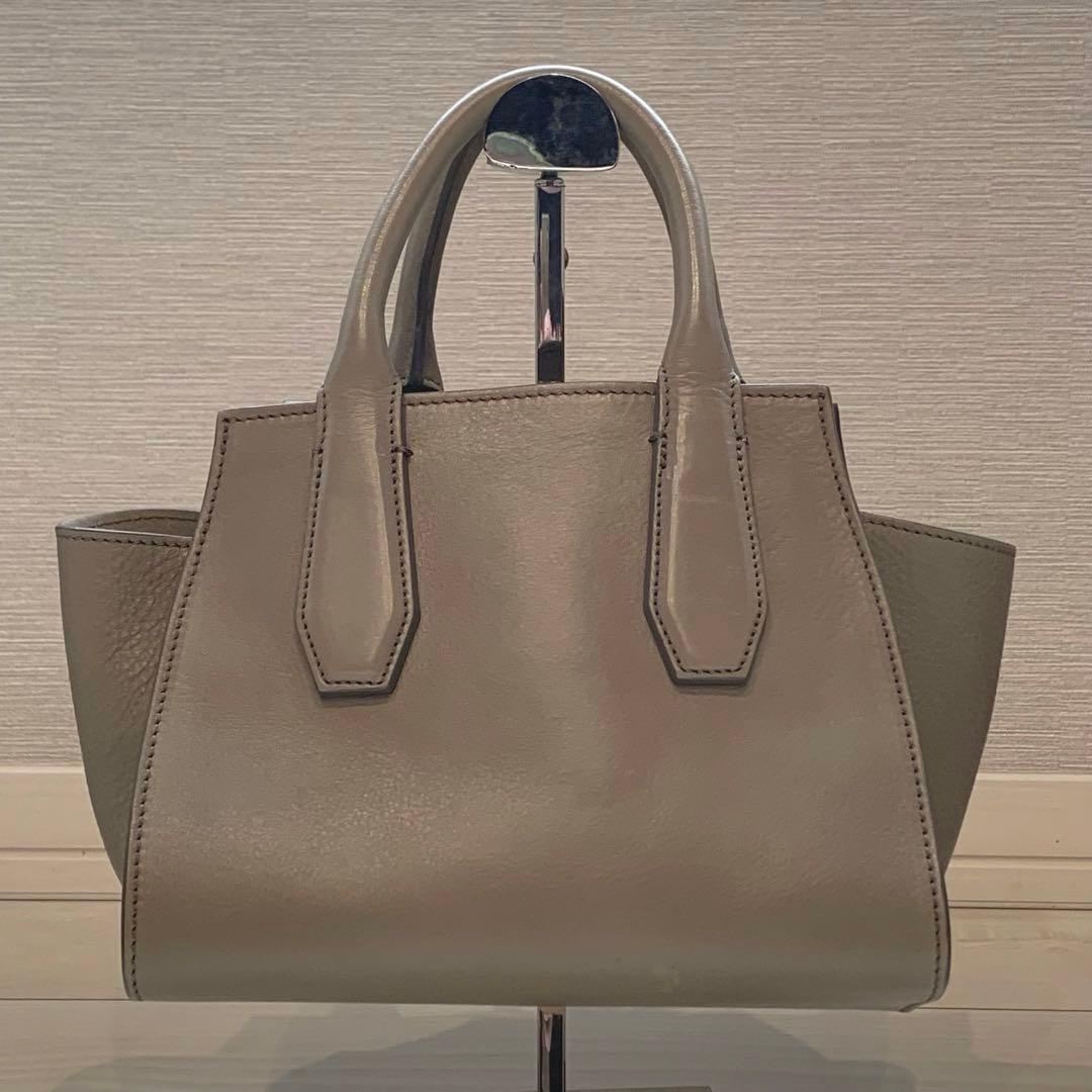 美品✨HIROFU ランポ ハンドバッグ レザー ロゴ刻印 グレー