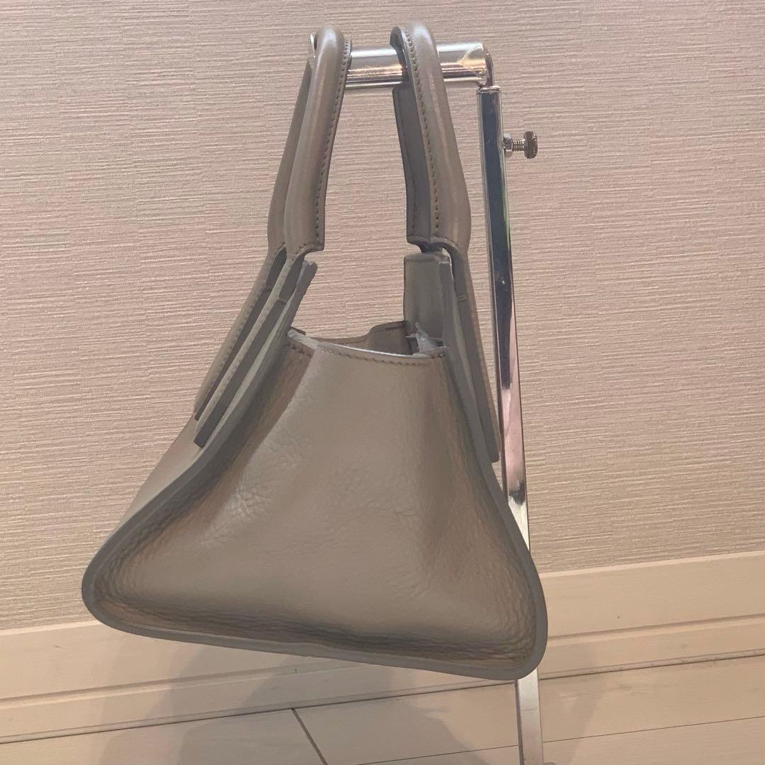 美品✨HIROFU ランポ ハンドバッグ レザー ロゴ刻印 グレー