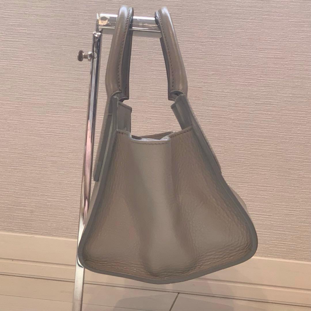 美品✨HIROFU ランポ ハンドバッグ レザー ロゴ刻印 グレー